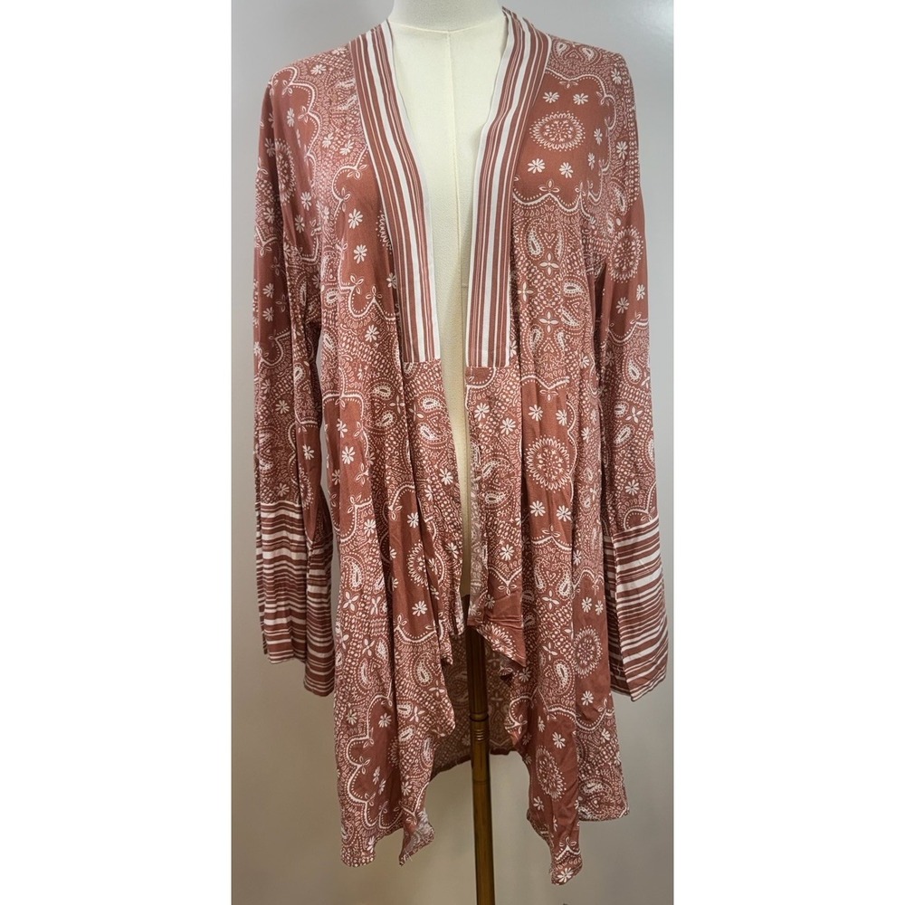 Charming Charlie Paisley Mandala Draped Kimono Cardigan Open Front Small NWT